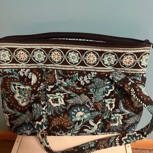 Vera Bradley Brown and Blue Floral Shoulder Bag
